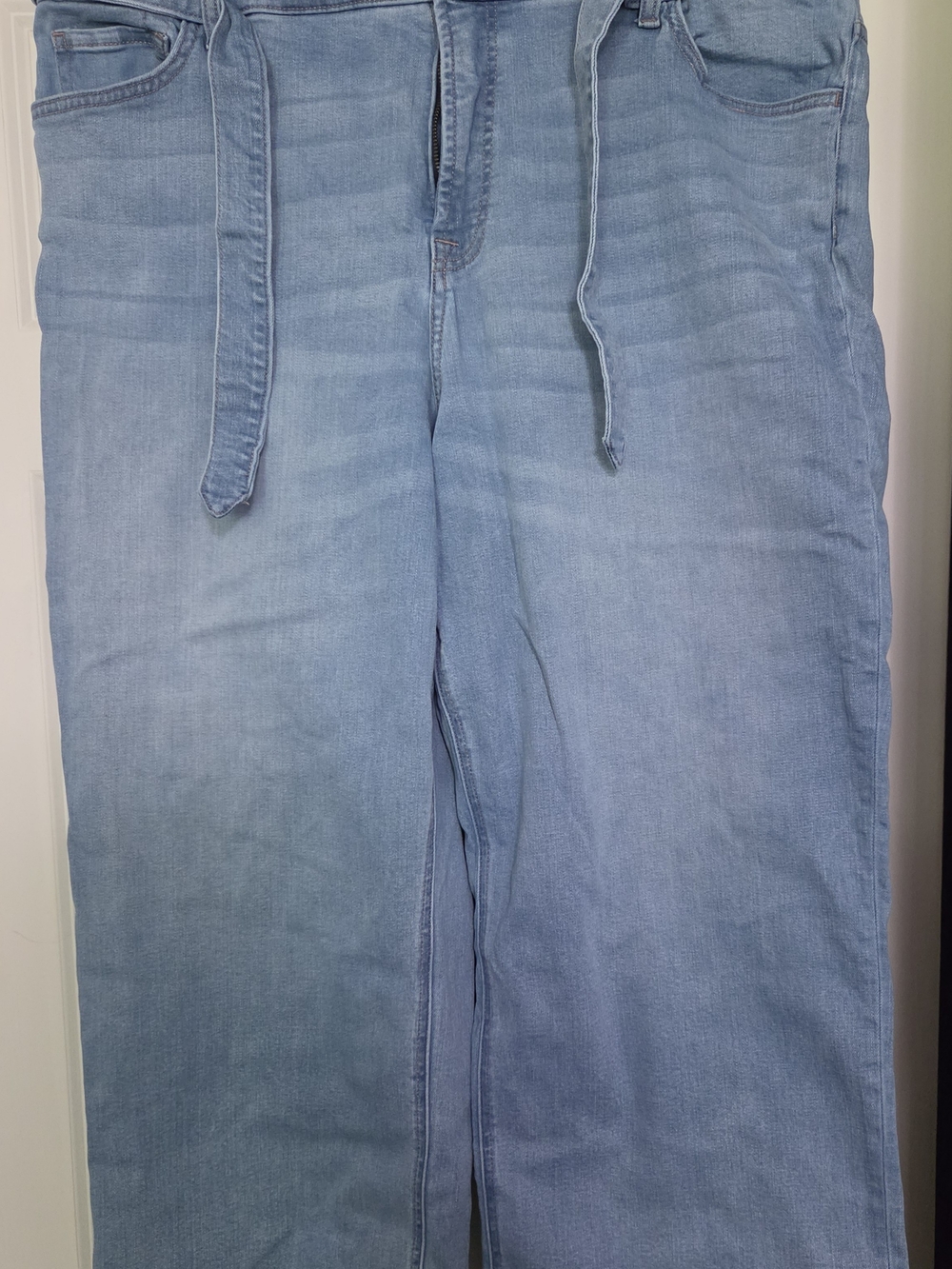 Light Blue Women's Jeans - Jen 7 Cropped Wide Leg
